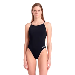 TRAJE DE BAÑO MUJER ARENA SWIMSUIT LACE BACK SOLID BLACK-WHITE TALLA