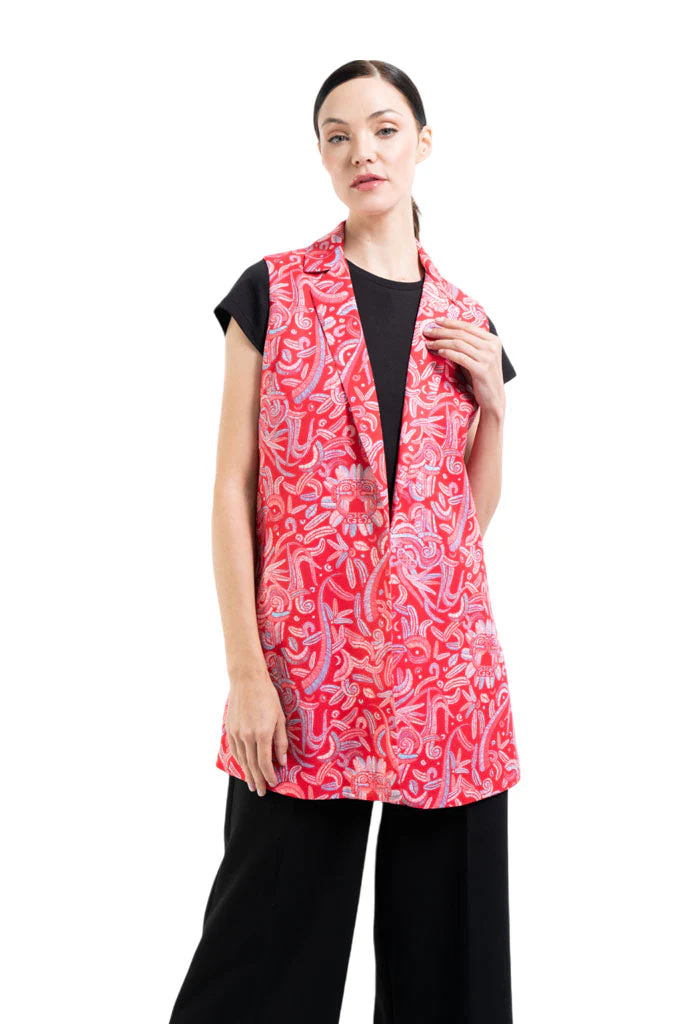 Chaleco Okuili Quetzalc贸atl Rojo Brillante - Imagen 3