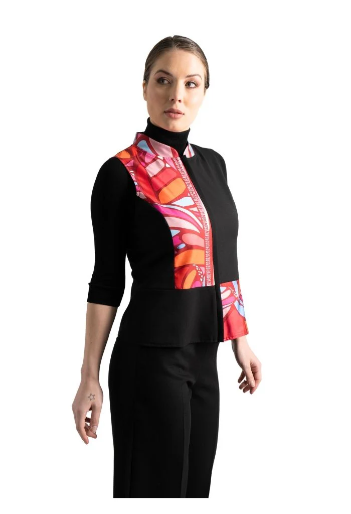 Chaleco Combinado Mariposa Abstracta Rojo - Imagen 3