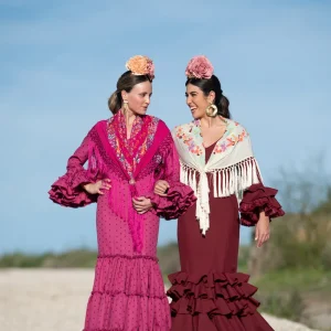 Vestido Flamenca Modelo Córdoba Buganvilla Lunar al tono