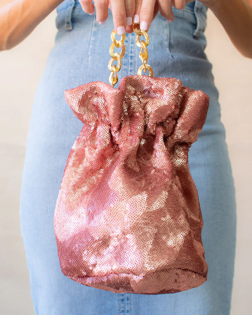 Bombonera Lentejuelas Rosa Nude - Imagen 3