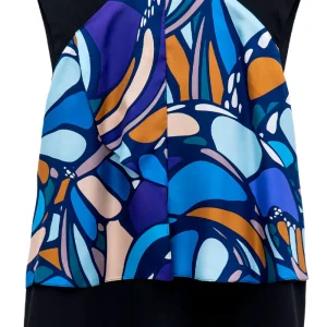 Blusa Pétalos Mariposa Abstracta Azul Acero