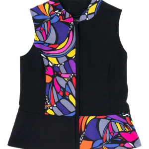 Chaleco Combinado Mariposa Abstracta Negro