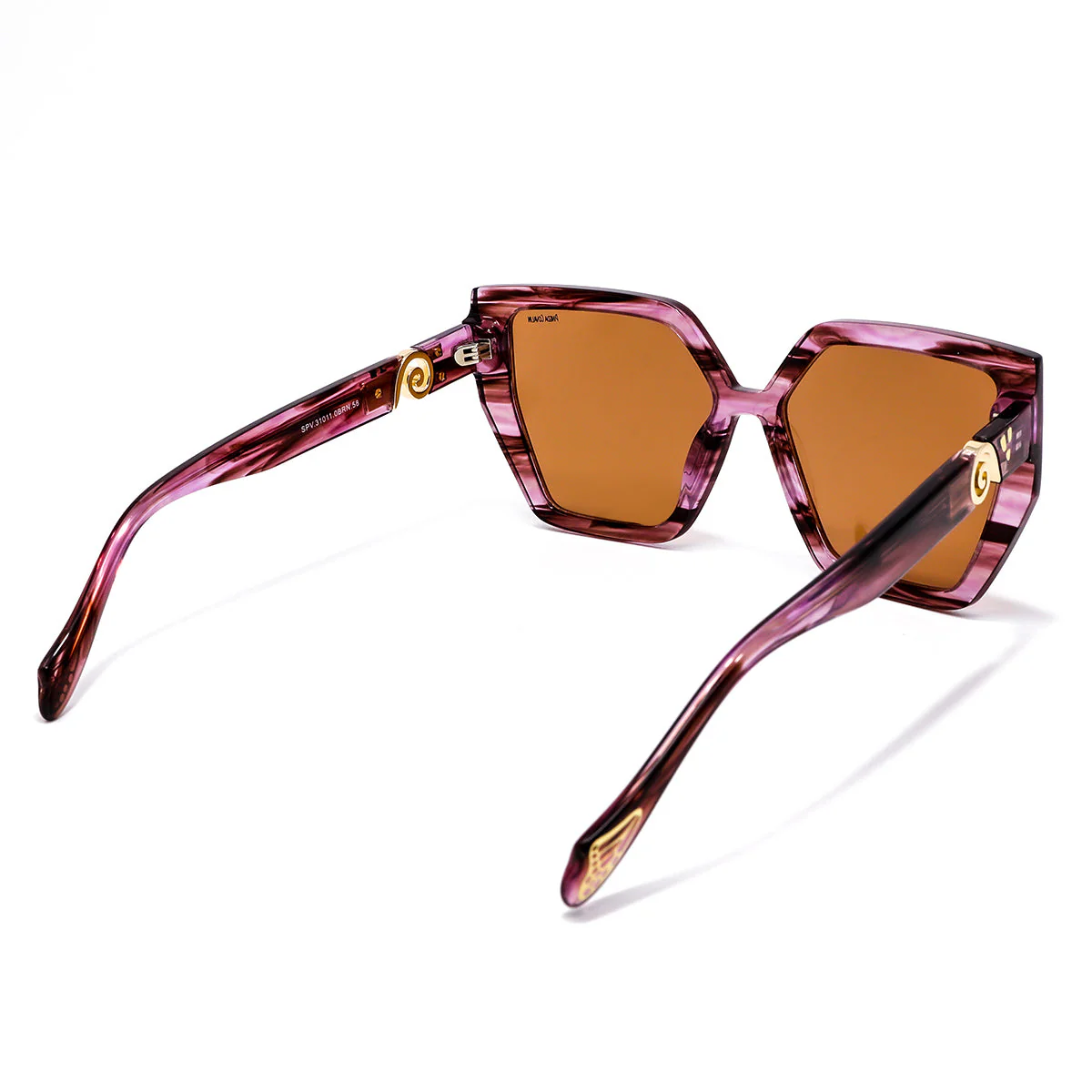 Lentes de Sol Hexagonales Caf茅 Degradado Greca Mariposa Monarca - Imagen 6