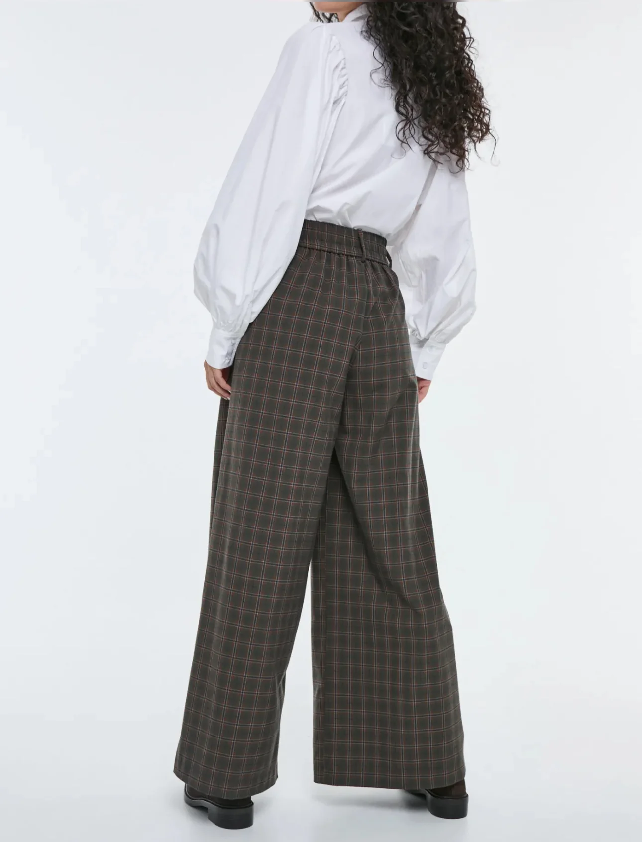 Pantal贸n Palazo Cuadros Azul - Imagen 4