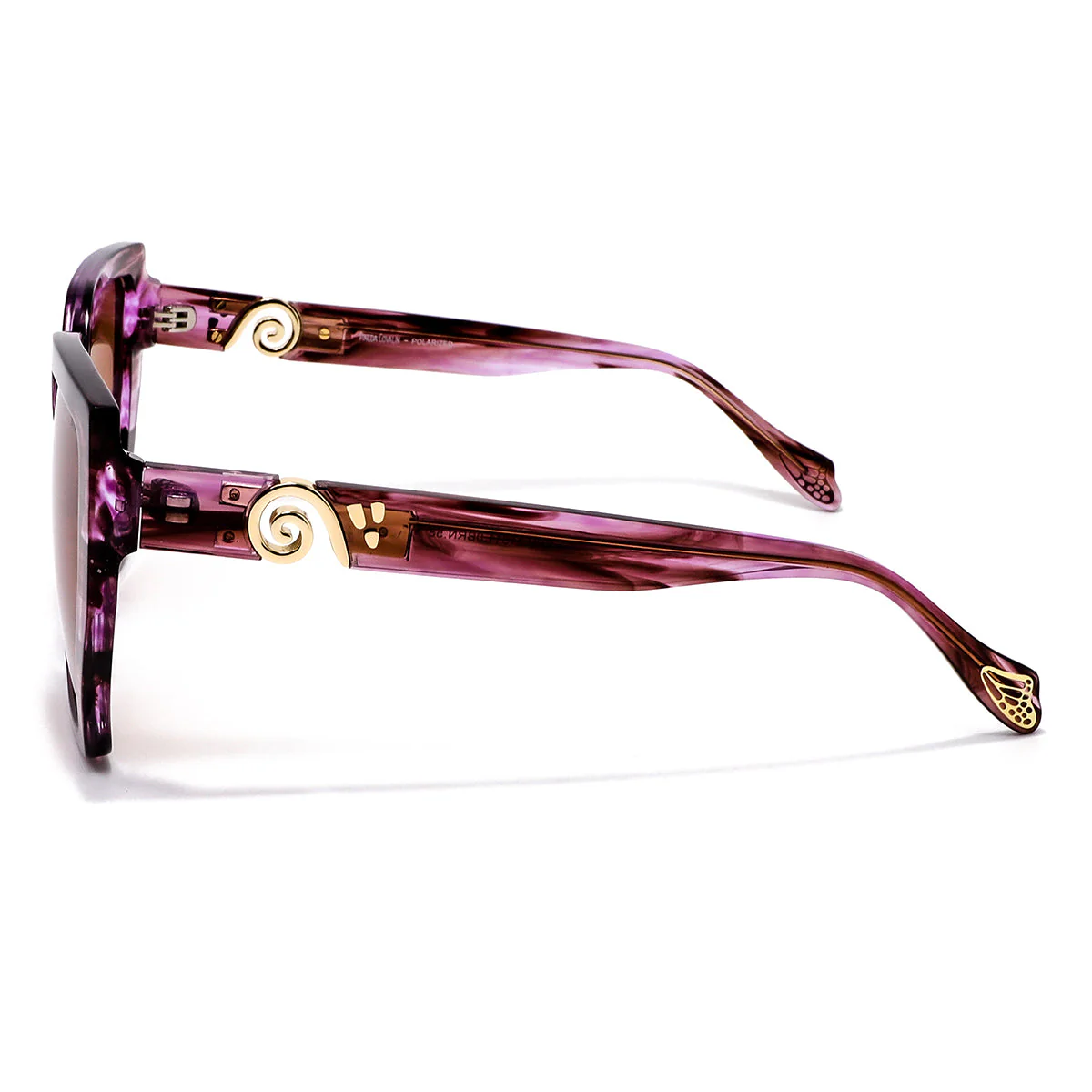 Lentes de Sol Hexagonales Caf茅 Degradado Greca Mariposa Monarca - Imagen 3