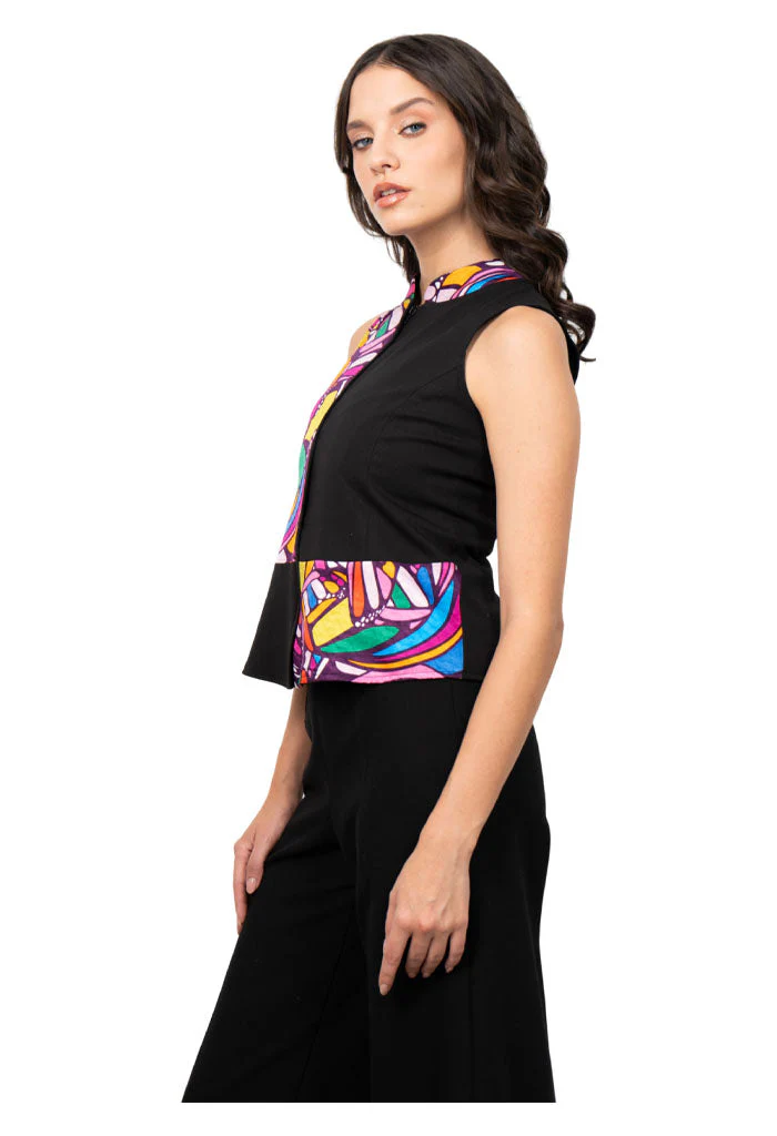 Chaleco Combinado Mariposa Abstracta Morado - Imagen 4