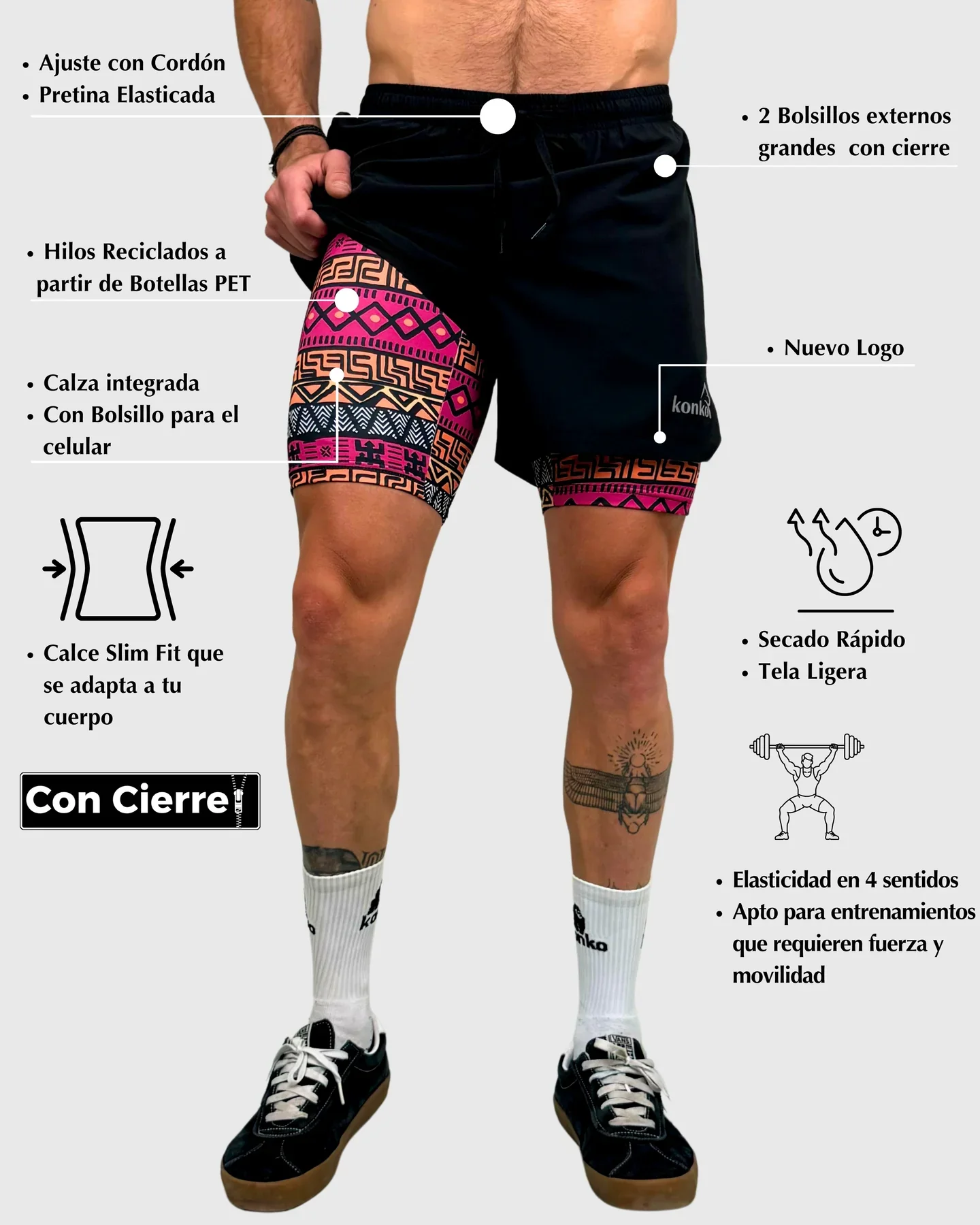 Eco Short KONKO 2 en 1 Zip Tribu - Imagen 8