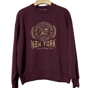 Sudadera New York Bordada Burdeos