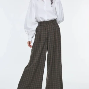 Pantalón Palazo Cuadros Verde