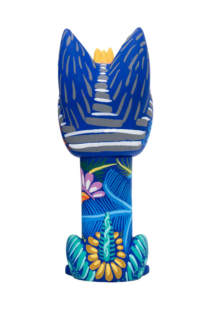 Figura Xico Barro Pintado Azul ave naranja - Imagen 5