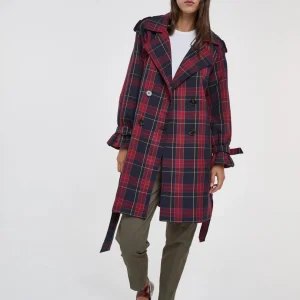 Gabardina Cuadros Burdeos