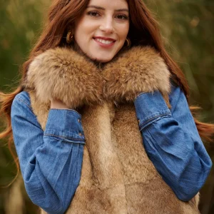 Chaleco Piel Natural Cuello