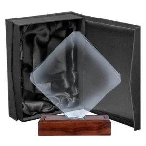 Galvano Cristal con Base de Madera Mod. BLAS52