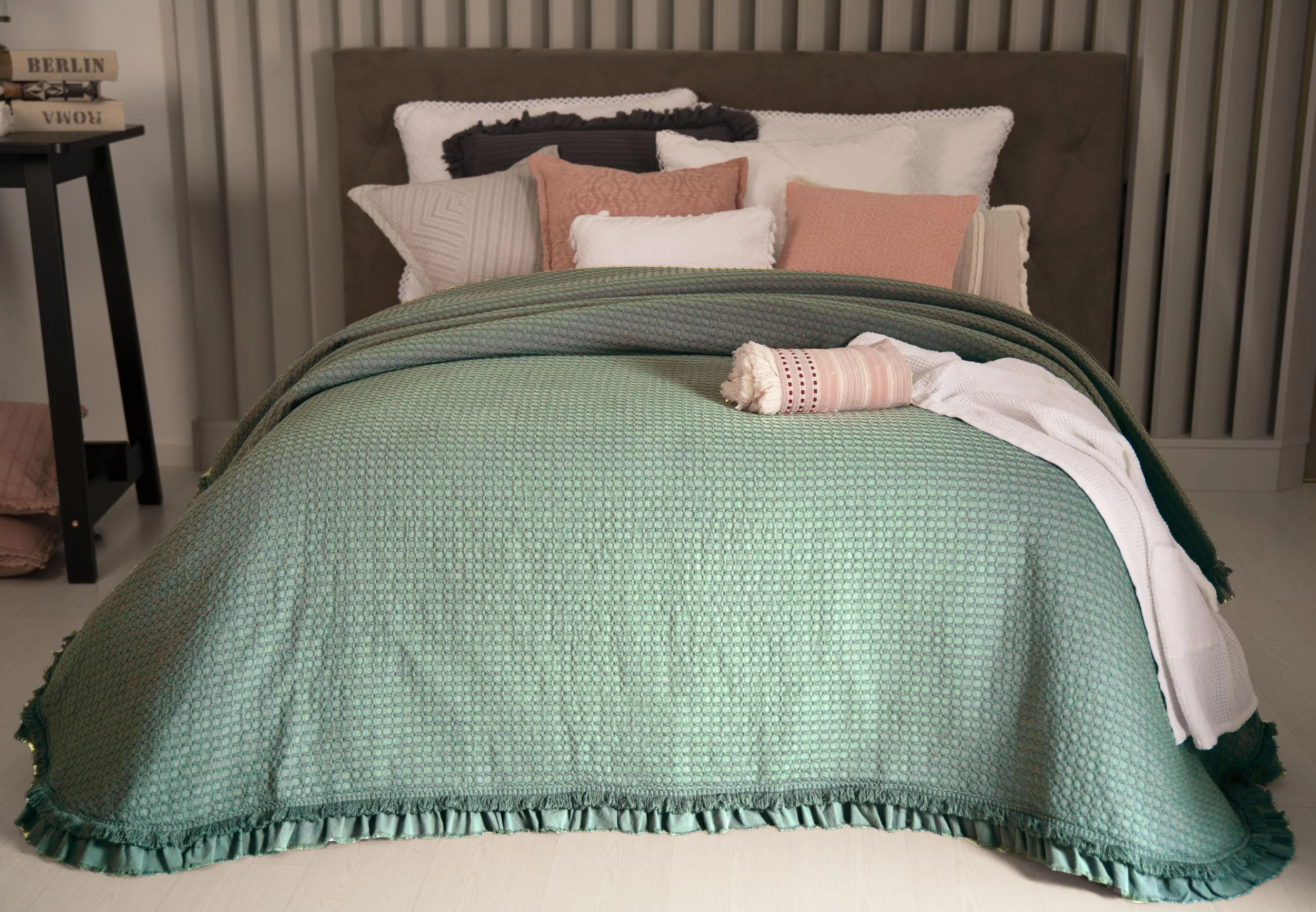 Colcha Angelina Verde Agua