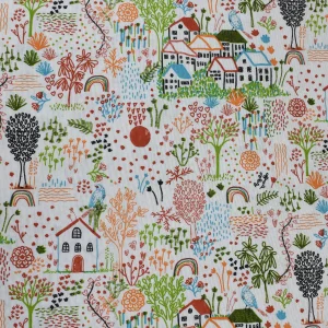 Tejido Loneta Dibujo Casa Cálido