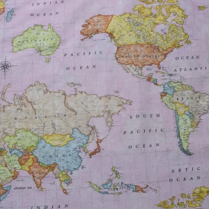 Tejido Loneta Mapa Rosa