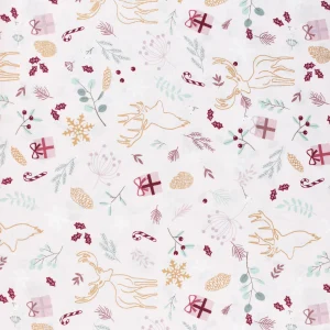 Tejido Popelín Dibujo Navidad Rosa