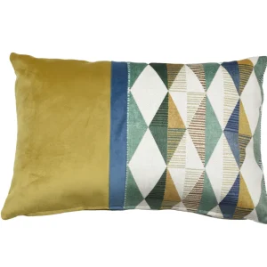 Cojín Terciopelo Arlequín Mostaza