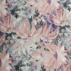 Tejido Viscosa Lino Flor Rosa