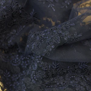 Tejido Bordado Azul Marino