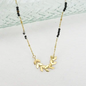 Colgante Acero Hojas Negro