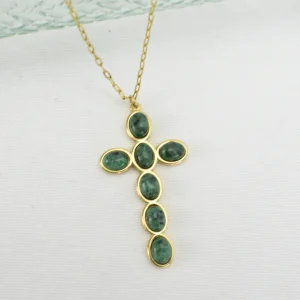 Colgante Acero Cruz Verde