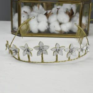 Tiara Flor Nácar y Cristal