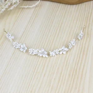 Tiara Flores Blancas Cristal