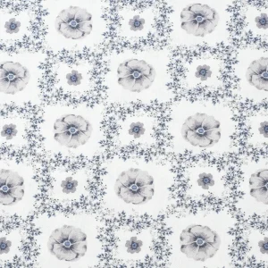 Tejido Popelín Flores Grises