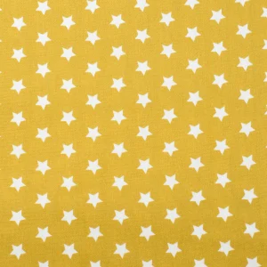 Tejido Popelín Estrellas Mostaza