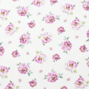 Tejido Popelín Rosas Rosa