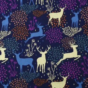 Tejido Popelín Ciervos Dorados