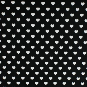 Tejido Popelín Corazones Blancos