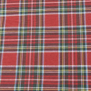 Tejido Loneta Cuadros Escoceses Rojo  y Dorado