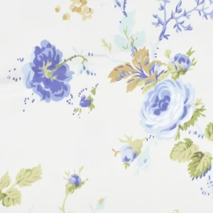 Tejido Loneta Flores Rosas Azules