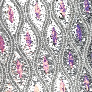 Tejido Dibujo Lentejuela Plateada