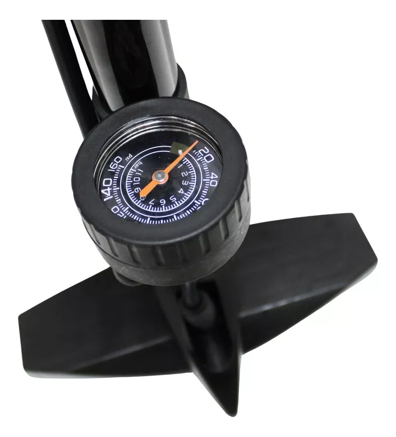 Bombin Pie Uk Time Con Marcador De Presion Negro/Metal 160 PSI - Imagen 6