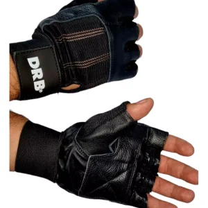 GUANTE PESAS DRB CUERO CON MUÑEQUERA NEGRO