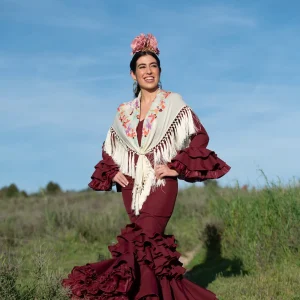 Vestido Flamenca Modelo Macu Burdeos