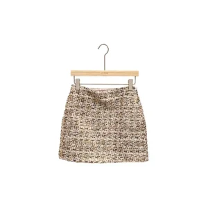 Falda Mini Tweed Dorado