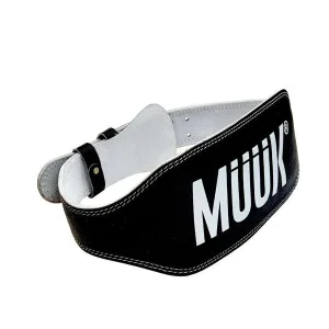 CINTURON DE PESAS MUUK CUERO NEGRO/BLANCO