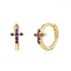 Pendientes Cruz Circonitas Amatista