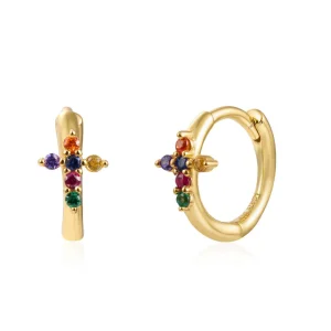 Pendientes Cruz Circonitas Multicolor