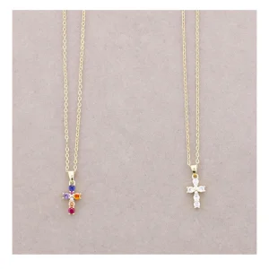 GARGANTILLA 40CM BRONCE COLGANTE CRUZ CIRCONITAS