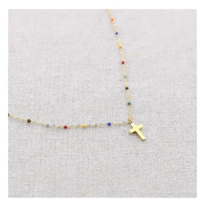 Colgante Acero Cruz Colores