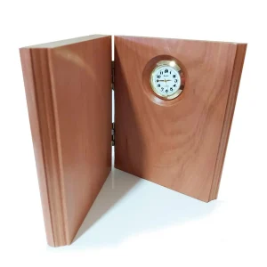 LIBRO MADERA CON RELOJ