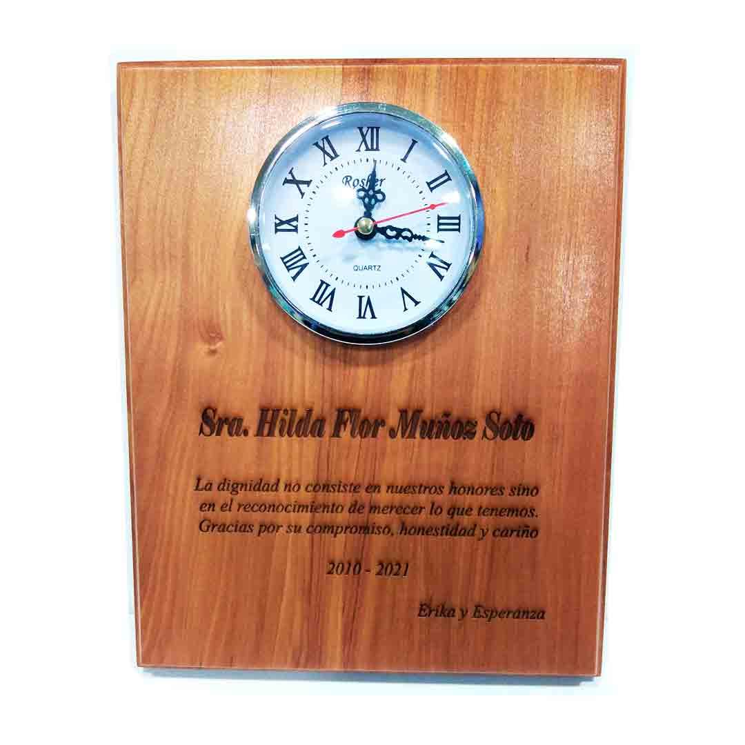 GALVANO MADERA CON RELOJ 20X25
