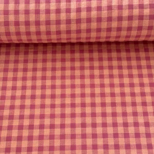 Tejido Vichy Sersuker Rosa/Salmón