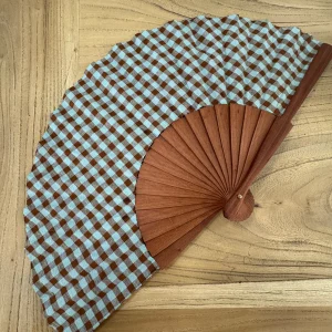 Abanico Vichy Marrón Celeste